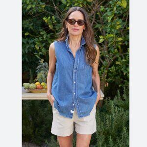 Frank & Eileen Fiona Sleeveless Cotton Blouse Denim Size: S Vintage Wash Denim